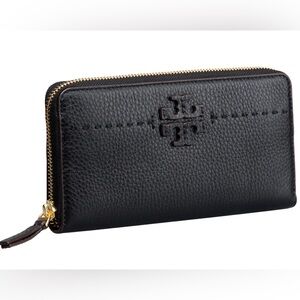 Tory Burch McGraw Continental Zip Around Wallet Long Color Black Leather